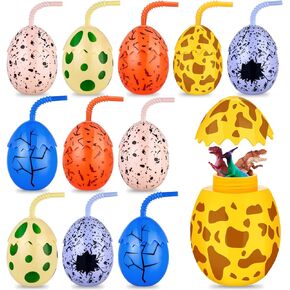 Maxcheck 12 Pcs Kids Dinosaur Party Favor Cups with Lids and Straws,10 oz Egg Dinosaur Cups for Birthday Party Decorations Dinosaur Theme Party Supplies for Boys Girls