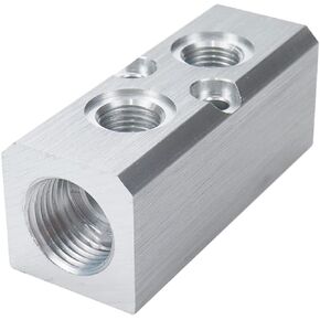 KUMGROT 2 Way Pneumatic Manifold Air Distribution Block Aluminum Compressed Pneumatic Block Air Coupler Fast Connector, G1/2 Supply Port, G1/4-Inch Output Port, 1 Pcs