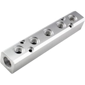 XMHF 5 Way Pneumatic Manifold Air Distribution Block, Compressed Air Manifold Pneumatic Block, Air Coupler Fast Connector for Pneumatic Air Compressor