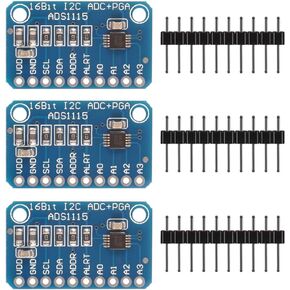 D-FLIFE 3pcs ADS1115 16 Bit 16 Byte 4 Channel I2C IIC Analog-to-Digital ADC PGA Converter with Programmable Gain Amplifier High Precision ADC Converter Development Board for Arduino Raspberry Pi