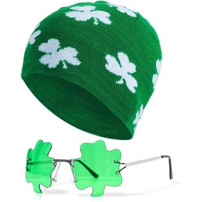قبعة صغيرة من Ausejopeac لعيد القديس باتريك شامروك مع نظارات أوراق نبات النفل لزي عيد القديس باتريك باللون الأخضر in Kuwait