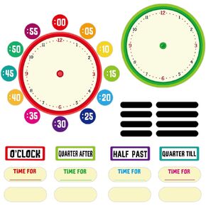 D24TIME 34Pcs Telling Time Bulletin Board Set Decoration Clock for Kids Learning to Tell Time Telling Time Teaching Practice Clock for Elementary Preschool Classroom Supplies Teachers Back to School