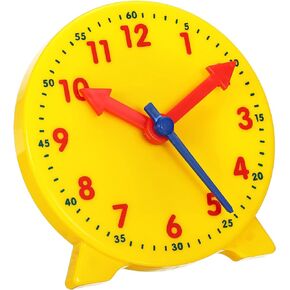 PATIKIL 4 inch Teaching Clock, Learn Clock Learning Tell Time Analog Clock Demonstration Clock 12 Hour 3 Pointers Geared Movement for Classroom Teacher, Yellow