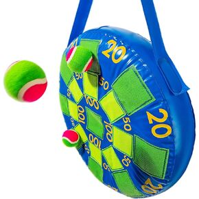 Franklin Sports Kids Tennis Ball Dartboard Game - Inflatable Dart Ball Game Set with (3) Self Stick Tennis Ball - Fun Indoor + Outdoor Tennis Toss for Kids - 20" x 20"