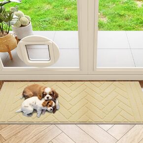 Tindbea Dog Mat for Muddy Paws,Absorbs Moisture Dirt Non-Slip Washable Mud Mat for Dogs,Soft Rubber Backing Front Inside Pet Rug for Entryway, Mud Dog Paws, Patio(20"x48",Charcoal)
