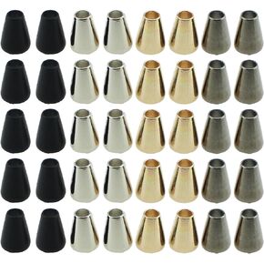 RLECS 40PCS 15mm/0.6inch Tapered Cord End Lock Fastener Hat Cord End Buckle Zipper Drawstring End Slide Buckle Multi Coloured Metal Flare Plug Suitable for Hoodies Sweatshirt Backpack and DIY Bag