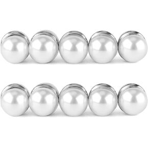 NQEUEPN 10pcs Veil Weights, Strong Hijab Magnets Pearl Pins Magnetic Hijab Pins for Clothes Scarves Niqab Pearl Veil Beautiful Wedding Double Sided Hijab Magnets for Women Girls (Silver)