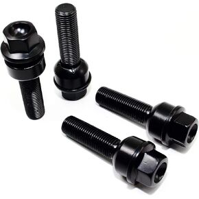 Set of 20 Veritek 14x1.5mm 45mm Thread R14 Radius Black Ball Seat Washer Lug Bolts for Porsche Factory Wheels