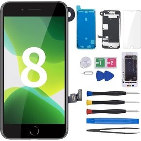CYKJGS for iPhone 8 Screen Replacement with Home Button 4.7" Black for iPhone SE 2nd 2020 3D Touch LCD Display Digitizer Full Assembly Repair Kit with Front Camera Speaker Fix Tools A1863 A1905 A1906
