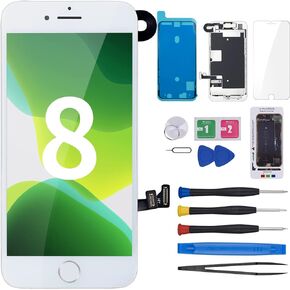 CYKJGS for iPhone 8 Screen Replacement with Home Button 4.7" Black for iPhone SE 2nd 2020 3D Touch LCD Display Digitizer Full Assembly Repair Kit with Front Camera Speaker Fix Tools A1863 A1905 A1906