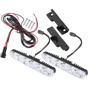 A ABSOPRO Car LED Daytime Running Light Bar 6.7Inch Bumper Grille Driving Fog Lamp Off Road Spot Work Light Boat Light Waterproof 6000K White Light Aluminum Black (Set of 2)