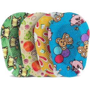 رقعات عين لاصقة للأطفال ذوي العين الكسولة، 40 قطعة من رقعة عين ملونة قابلة للتنفس للأطفال الأولاد والبنات، 4 ملصقات بتصميمات ممتعة، وسادة رقعة عين للاستعمال مرة واحدة لعلاج الحول in Kuwait