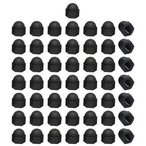 50 Pieces M8 Nylon Acorn Nut Plastic Bolt Nut Caps Inner Threaded Cap Nuts Hex Cap Nut Inner Threaded Protection Cover Acorn Dome Nuts Decorative Cap Nuts for Screws Bolts, Black