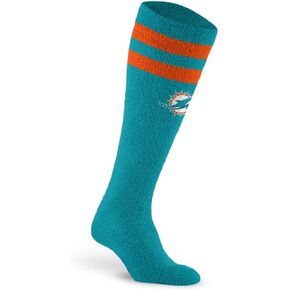 For Bare Feet NFL MIAMI DOLPHINS Cozy Feather Compression Varsity Stripe Team Color Small/Medium