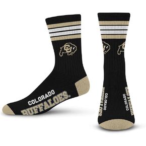 For Bare Feet NCAA Colorado Buffaloes 4 Stripe Deuce Crew Sock Team Color LARGE