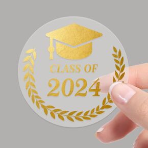 100 PCS Graduation Stickers,Class of 2024,Graduation Sticker for Envelope Seals,Gold Seals for Certificates,Gold Foil Sticker,Graduation Party Favor 1.6in,Congratulations Graduates