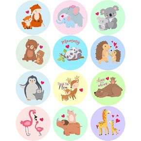 Lucleag 360 PCS Happy Mother’s Day Stickers for Kids, Round Happy Mother’s Day Animals Stickers, Mother Day Stickers for Candy Goodies Gift Card Tag Envelope Sealing Party Decoration