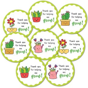 weRevel Helping Me Grow Theme Gratitude Stickers, 40 Count, 2 Inches, Round, 4 Unique Designs