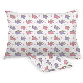 BreathableBaby Cotton Percale Pillowcase, for 13" x 18"/33 x 46 cm Toddler Pillow, Moons & Stars (2-Pack)