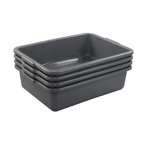 Xowine 32 L Plastic Rectangle Large Bus Box, White Large Commercial Bus Tub, 4-Pack