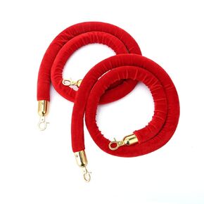 2 Pcs Barrier Ropes with Gold Plated Stainless Steel Snap Hooks 4.9ft Twisted Post Black Hemp Rope for Queue Divider Crowd Control of Hotel Celebration