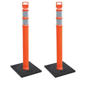 Cortina EZ Grab Delineator 45" Post, 3" Hip Collars with 10 lb Base, 03-747RBC-2, Orange, 2 Pack