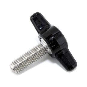 1/4"-28 x 3/4" Thumb Screw Stainless Steel - Black Tee Wing Plastic Knob - Fine Thread Thumbscrew - Length: 0.750" - Proudly Built in USA - Package of (4)