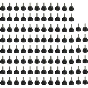 Lyshujli 100Pcs M4 x 10 mm Carbon Steel Threaded Knurled Thumbscrews,Round Head Grip Knobs Thumb Screws Clamping Screw Mounting Monitor Computer Screws