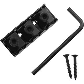 E-outstanding Guitar Lock Nut 42mm Black Guitar Metal String Locking Nut with Mounting Screws and Wrench for Floyd Rose Style Electric Guitar