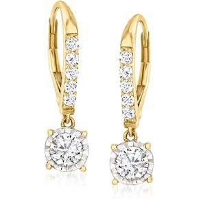 Ross-Simons 1.00 ct. t.w. Diamond Drop Earrings in 14kt Yellow Gold