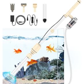 Suness Electric Aquarium Gravel Cleaner, 6 in 1 Fish Tank Gravel Cleaner Automatic Siphon Vacuum Cleaner Kit for Change Water Wash Sand (Beige 18W) in Kuwait