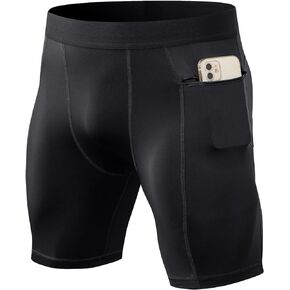 Anawakia Men's Compression Shorts with Zipper Pocket Running Workout Athletic Underwear Spandex Sport Shorts