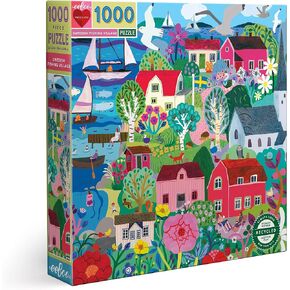 eeBoo: Piece and Love Swedish Fishing Village 1000 Piece Square Puzzle, Glossy, Sturdy Puzzle Pieces, A Cooperative Activity with Friends and Family