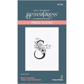 Spellbinders Every Occasion Floral S and Sentiment Press Plate, Metal