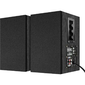 Elimavi 4-Inch Woofer Wood Enclosure Bookshelf Speakers - Powerful 30W Stereo Sound for PC, TV, Gaming, and Music - 3.5mm-RCA Input, Wall Mounted - Black in Kuwait