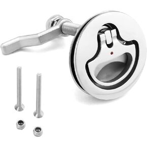 QWORK Boat Cam Latch, Marine 316 Stainless Steel Marine Hatch Pull, Flush Pull Hatch Lift, Marine Slam Latch, Include Installation Screws