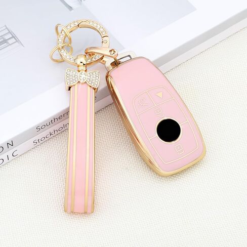 غطاء مفتاح PIFOOG Key Fob لسيارة Honda 2024 2023 CRV HRV Civic Accord Pilot ملحقات مفاتيح السيارة باللون الوردي والذهبي 5 أزرار حافظة مفاتيح بلينغ سلسلة مفاتيح كيرينغ أغطية كاملة حامية جرلي لطيف للنساء من مادة TPU in Kuwait