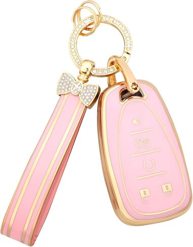 PIFOOG Key Fob Cover for Honda 2024 2023 CRV HRV Civic Accord Pilot Pink Gold Car Keys Accessories 5 Buttons Key Case Shell Bling Keychain Keyring Full Covers Protector Girly Cute Women TPU in Kuwait