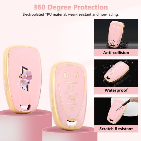 PIFOOG Key Fob Cover for Honda 2024 2023 CRV HRV Civic Accord Pilot Pink Gold Car Keys Accessories 5 Buttons Key Case Shell Bling Keychain Keyring Full Covers Protector Girly Cute Women TPU in Kuwait