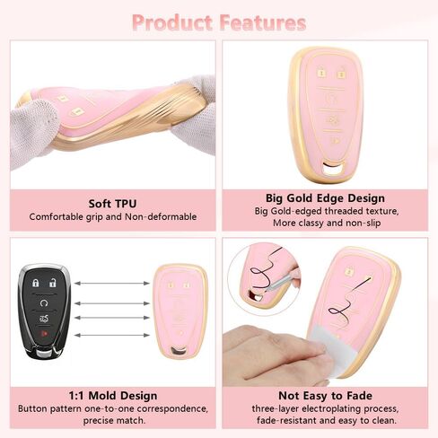 PIFOOG Key Fob Cover for Honda 2024 2023 CRV HRV Civic Accord Pilot Pink Gold Car Keys Accessories 5 Buttons Key Case Shell Bling Keychain Keyring Full Covers Protector Girly Cute Women TPU in Kuwait