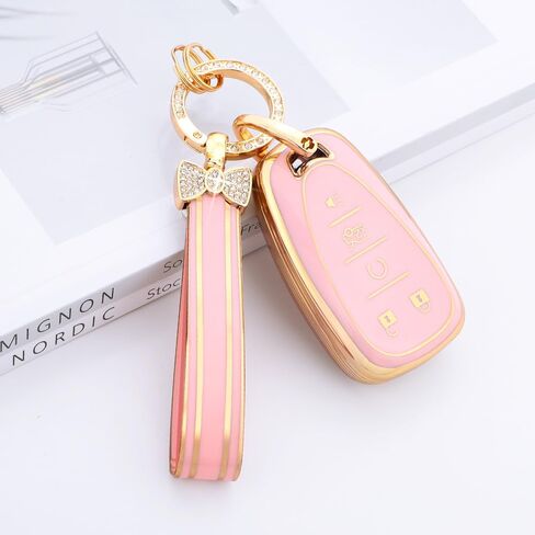 PIFOOG Key Fob Cover for Honda 2024 2023 CRV HRV Civic Accord Pilot Pink Gold Car Keys Accessories 5 Buttons Key Case Shell Bling Keychain Keyring Full Covers Protector Girly Cute Women TPU in Kuwait