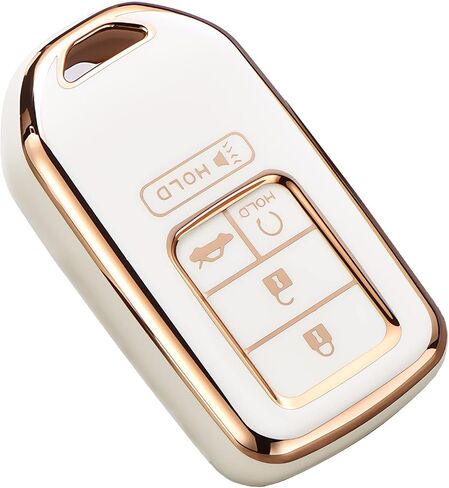 Cacacar لغطاء Honda Key Fob، حافظة مفاتيح حماية كاملة ناعمة من مادة TPU لـ 2016-2022 Honda Accord Civic CRV Pilot Ridgeline Passport Smart Remote Key Protector (حجم B-عاجي) in Kuwait