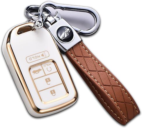 Cacacar لغطاء Honda Key Fob، حافظة مفاتيح حماية كاملة ناعمة من مادة TPU لـ 2016-2022 Honda Accord Civic CRV Pilot Ridgeline Passport Smart Remote Key Protector (حجم B-عاجي) in Kuwait