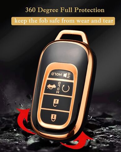 Cacacar لغطاء Honda Key Fob، حافظة مفاتيح حماية كاملة ناعمة من مادة TPU لـ 2016-2022 Honda Accord Civic CRV Pilot Ridgeline Passport Smart Remote Key Protector (حجم B-عاجي) in Kuwait