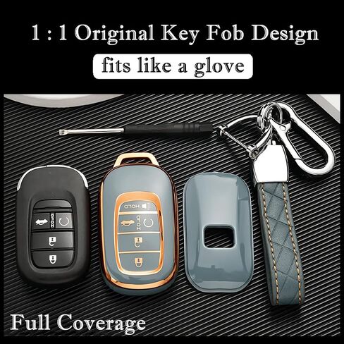Cacacar لغطاء Honda Key Fob، حافظة مفاتيح حماية كاملة ناعمة من مادة TPU لـ 2016-2022 Honda Accord Civic CRV Pilot Ridgeline Passport Smart Remote Key Protector (حجم B-عاجي) in Kuwait