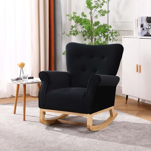 Nicbex High Back Rocking Chair Nursery Glider Chair for Nursery Velvet Upholstered Baby Rocking Chair Baby Glider Rocker,Purple in Saudi Arabia