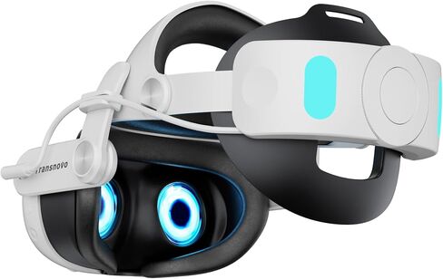 TRANSNOVO Compatible with Oculus Quest 3 Head Strap 6000mAh Battery VR Accessory for Meta Quest 3,One-Button Retractable & Adjustable Support, LED Display Screen & RGB Breathing Lights,PU Sponge Pad in Saudi Arabia
