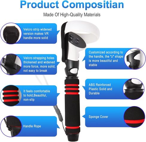 VR Game Grip Accessories for Beat Saber Gorilla Tag Long Arms,VR Handle Attachments for Meta/Oculus Quest 2 Controller Playing VR Games in Kuwait