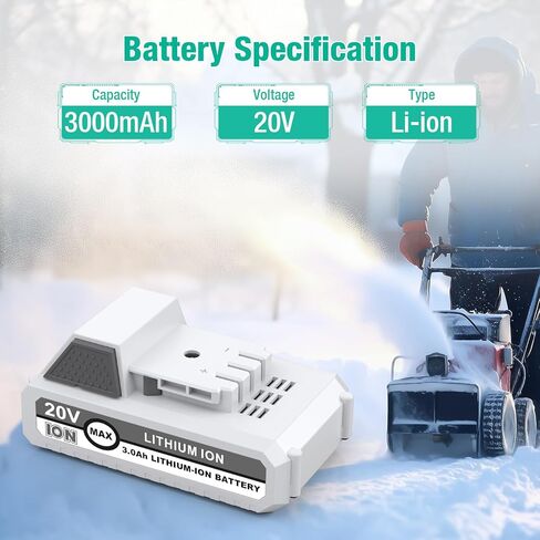 بطارية بديلة من Farmice 20V 3000mAh Li-ion متوافقة مع مجرفة الثلج Voltask 20V SS-20B وSS-20C، حزمة واحدة in Kuwait