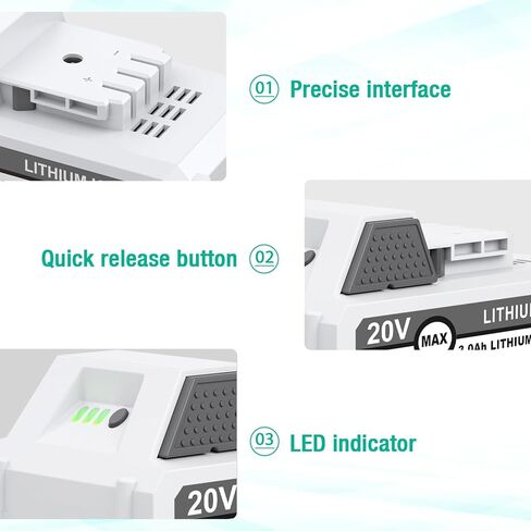 بطارية بديلة من Farmice 20V 3000mAh Li-ion متوافقة مع مجرفة الثلج Voltask 20V SS-20B وSS-20C، حزمة واحدة in Kuwait